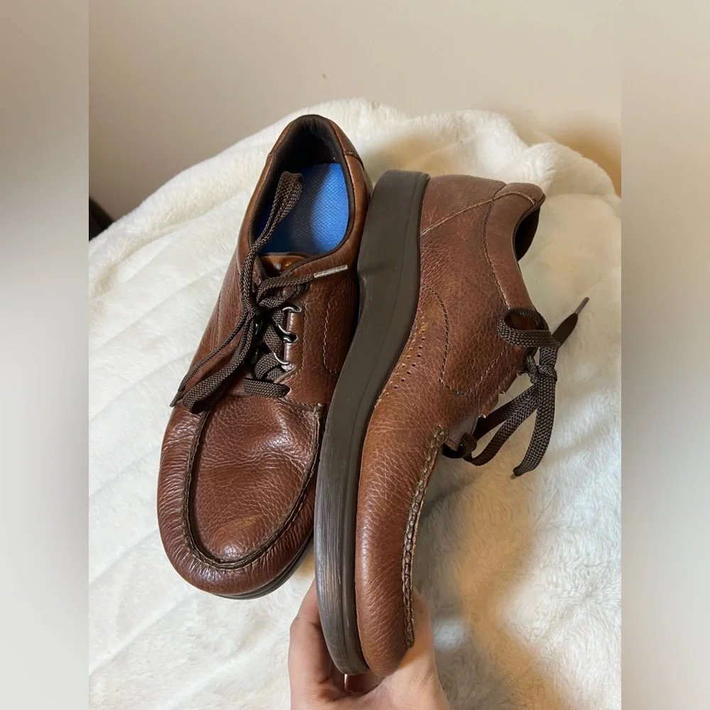 SAS Mens 10.5 Bout Time Lace Up Handsewn Brow. Leather Fall Winter Work Sneakers